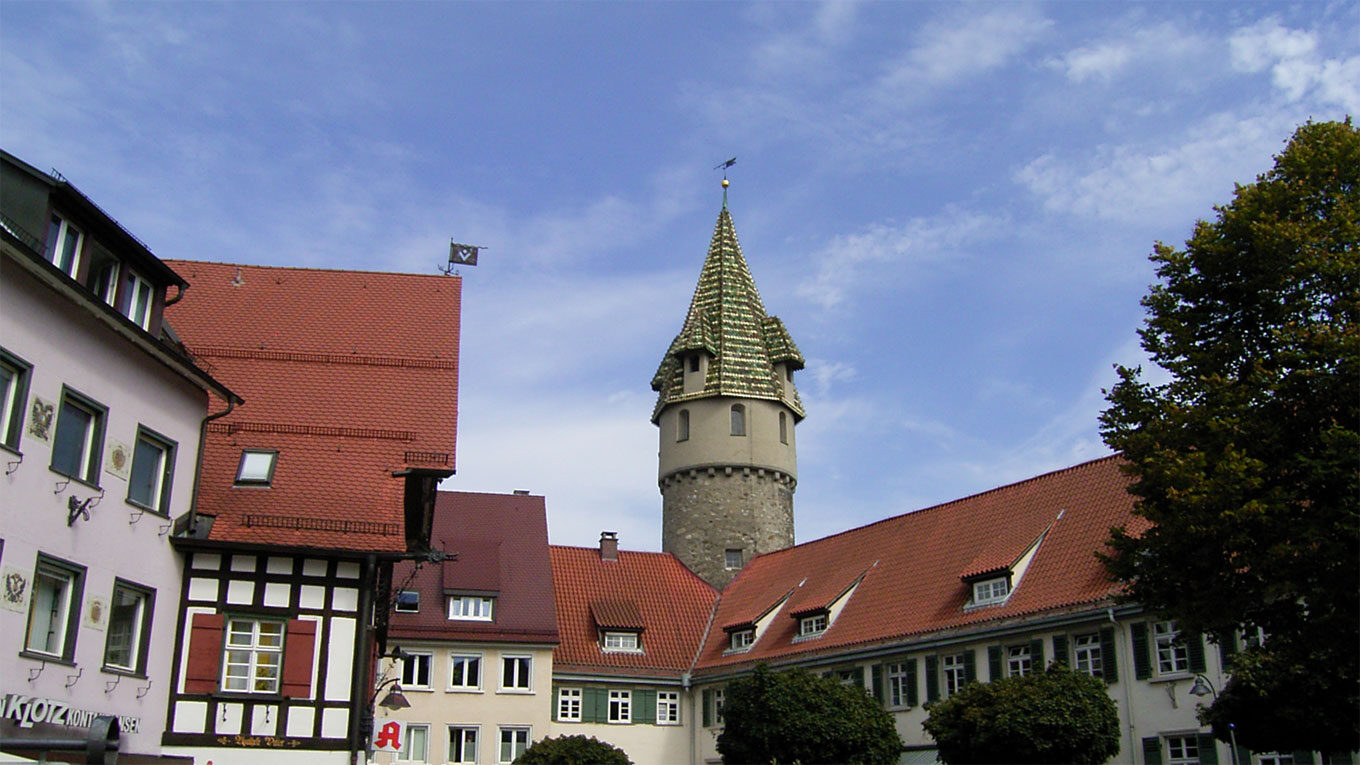 Ravensburg: Der Holzmarkt mit dem Grünen Turm