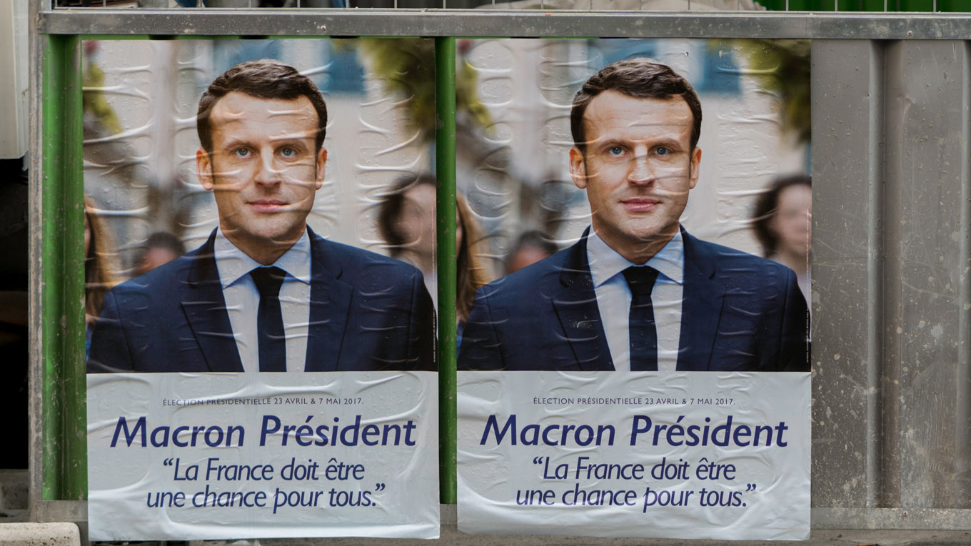 Wahlplakat Emmanuel Macrons zu den Präsidentschaftswahlen 2017